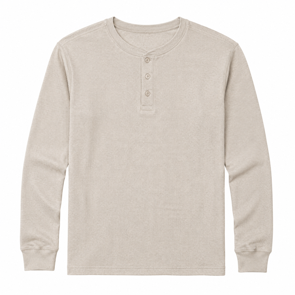Breakwater Waffle Henley — Heather Oat