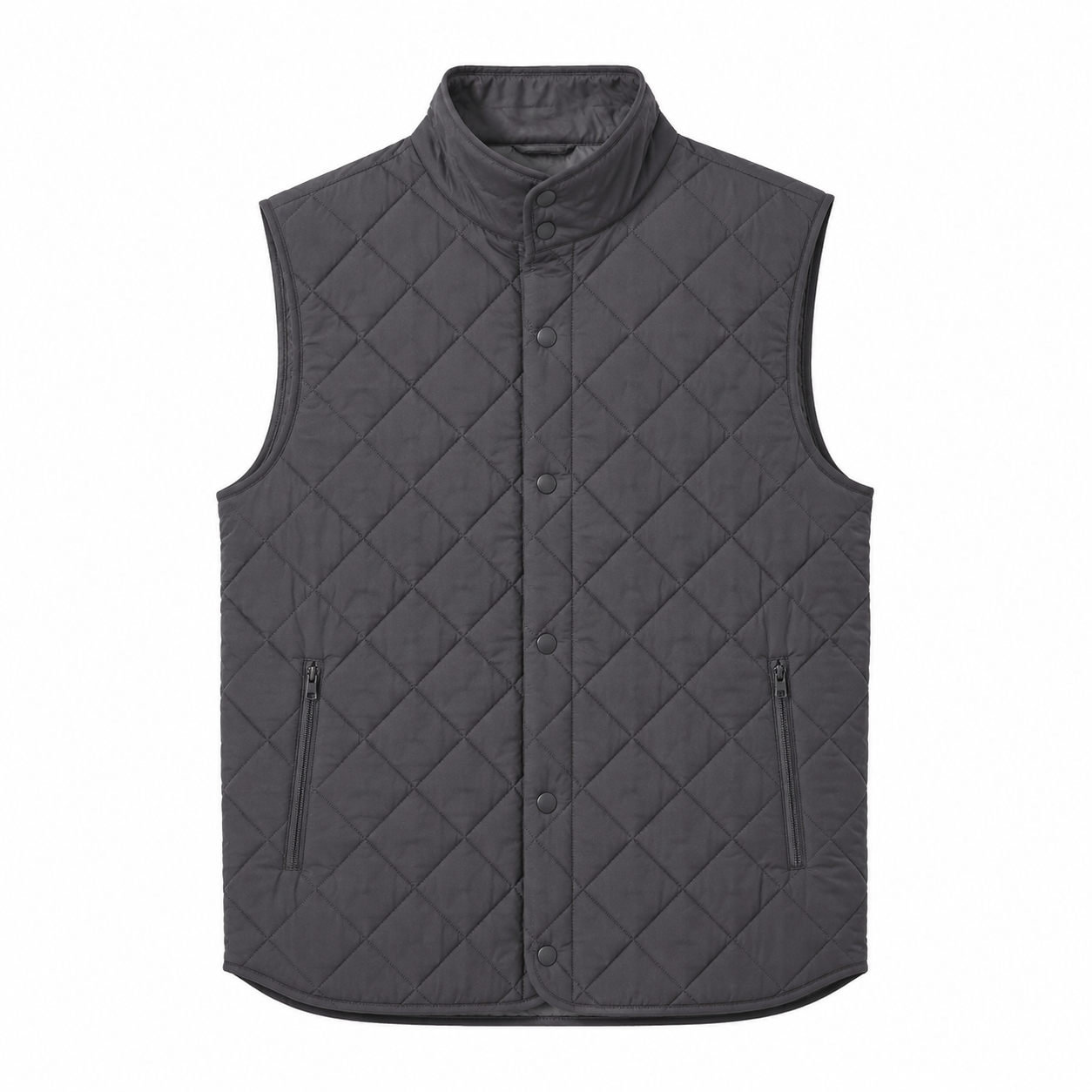 Channel Quilted Vest — Charcoal