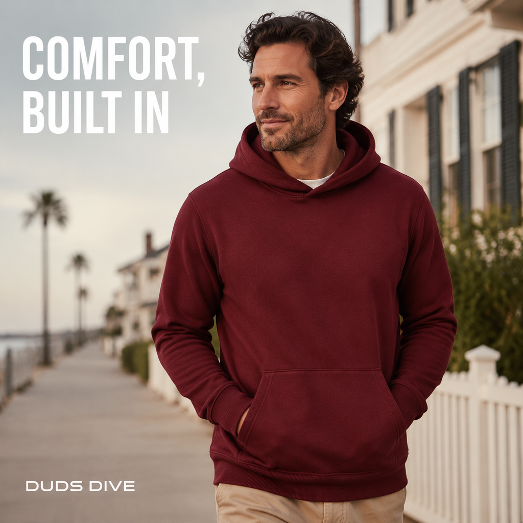 Dockside Fleece Hoodie — Deep Burgundy