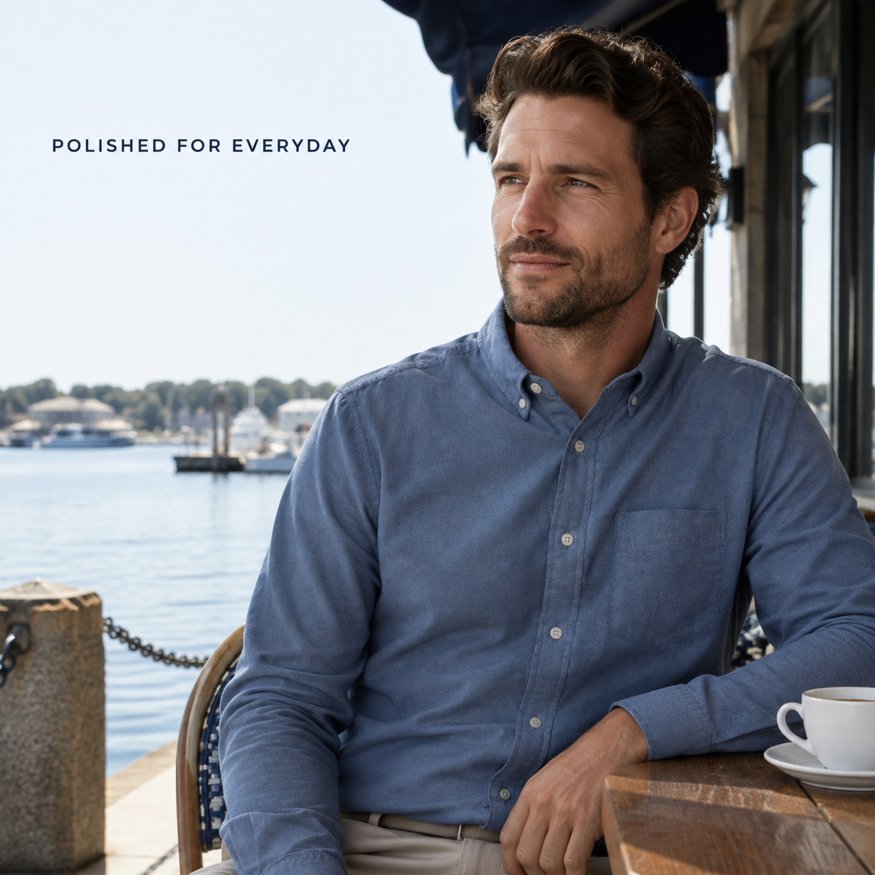 Harborline Brushed Oxford Shirt — Slate Blue