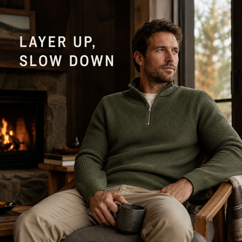 Cove Ribbed Half-Zip Pullover — Moss Green