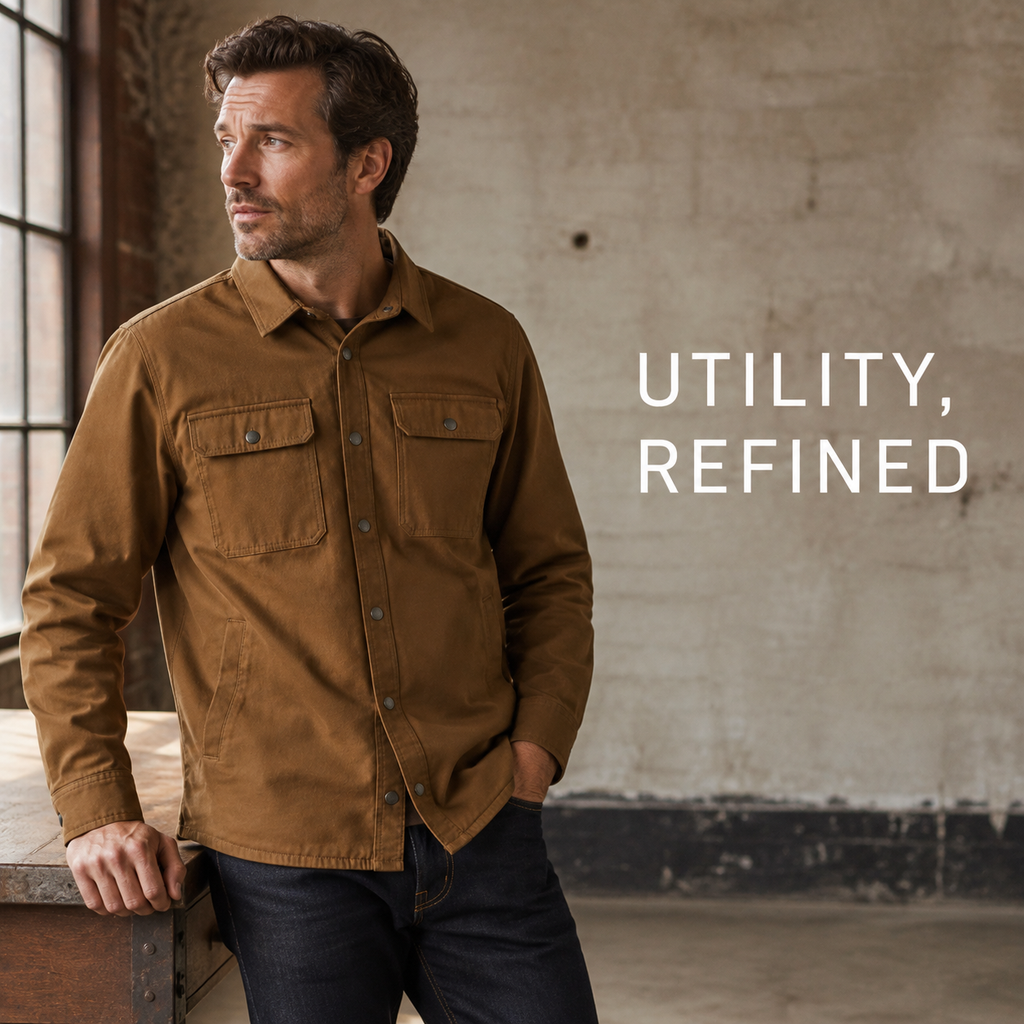 Ridgeline Canvas Overshirt — Tobacco Brown