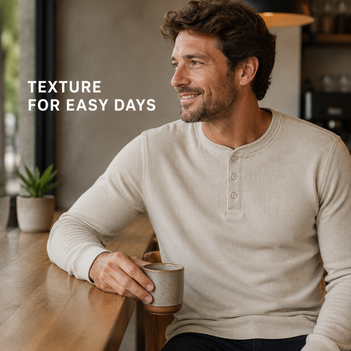 Breakwater Waffle Henley — Heather Oat