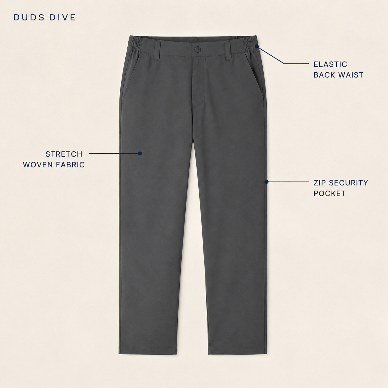 Current Straight-Leg Travel Pant — Graphite