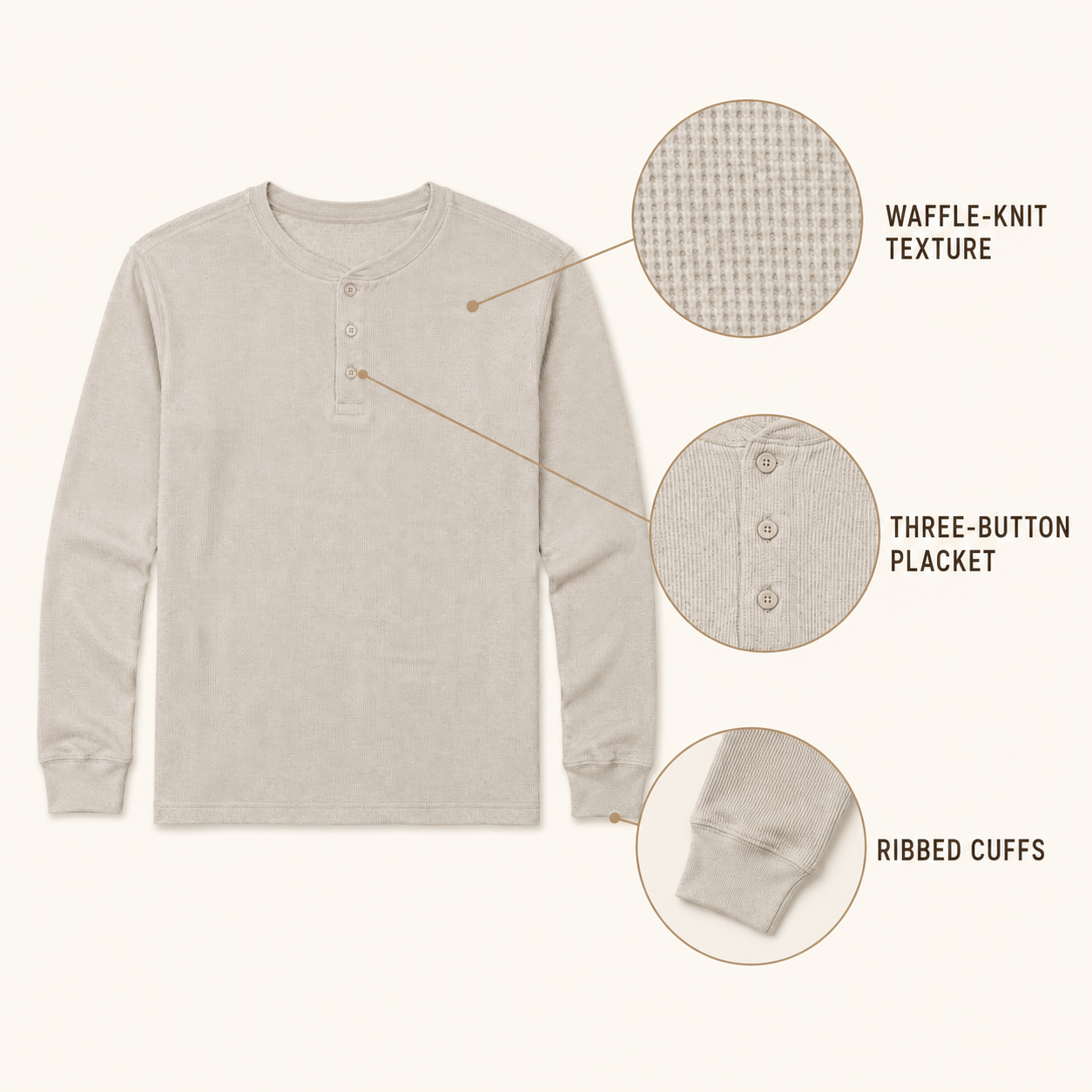 Breakwater Waffle Henley — Heather Oat