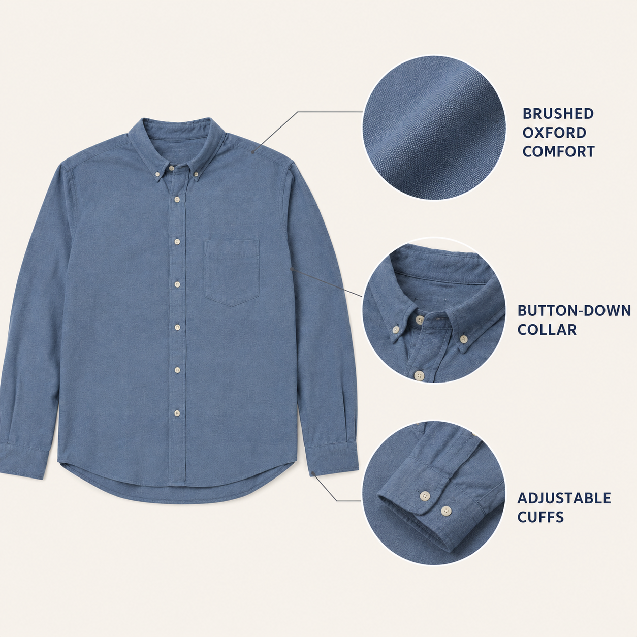 Harborline Brushed Oxford Shirt — Slate Blue