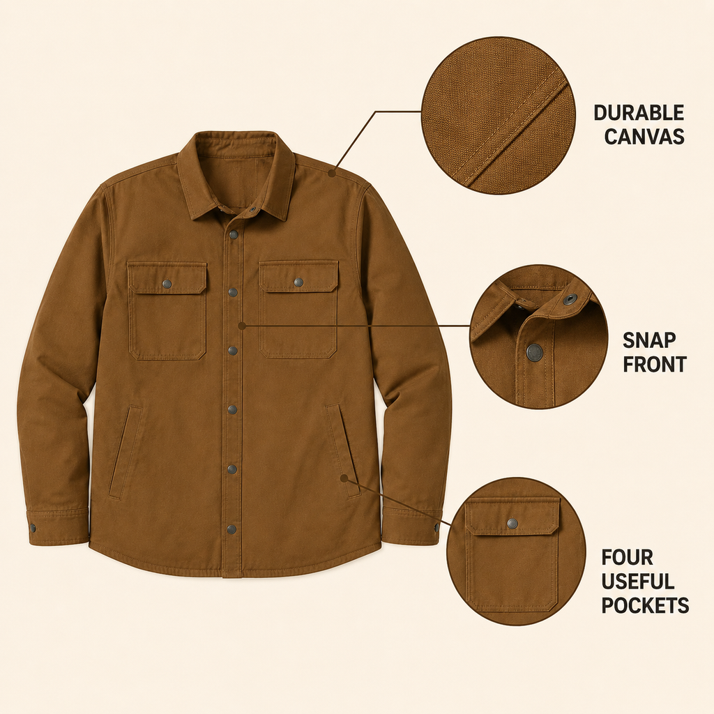 Ridgeline Canvas Overshirt — Tobacco Brown