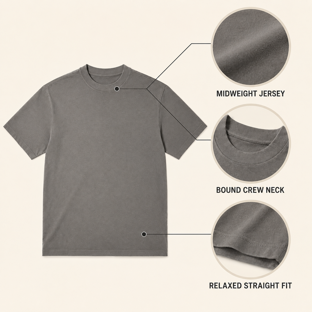 Driftmark Garment-Dyed Tee — Mineral Gray