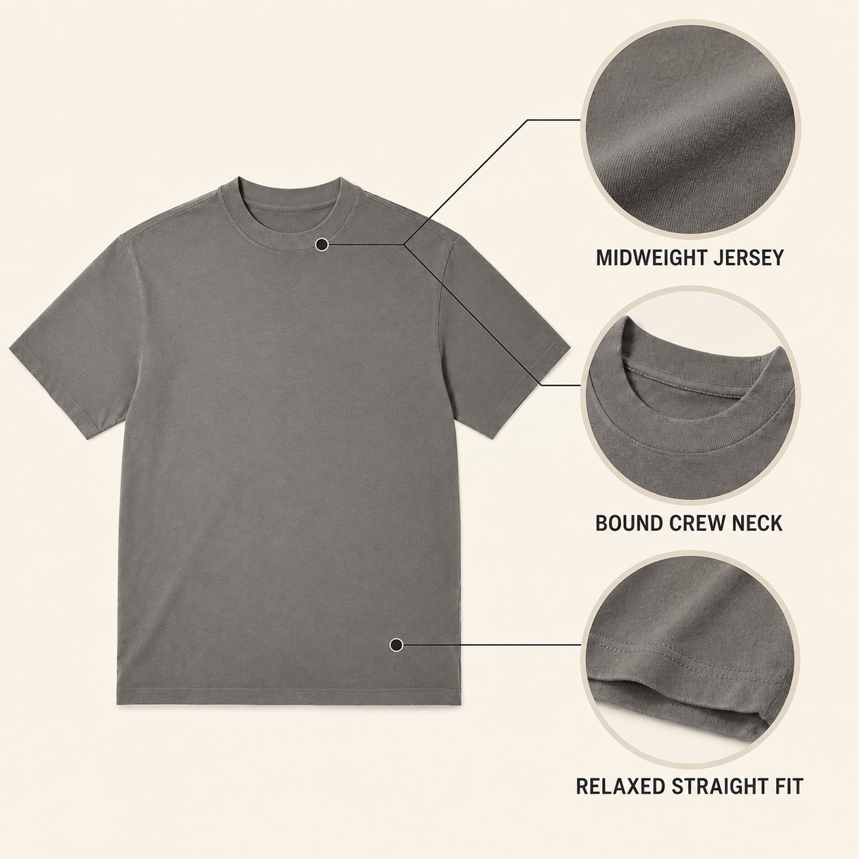 Driftmark Garment-Dyed Tee — Mineral Gray