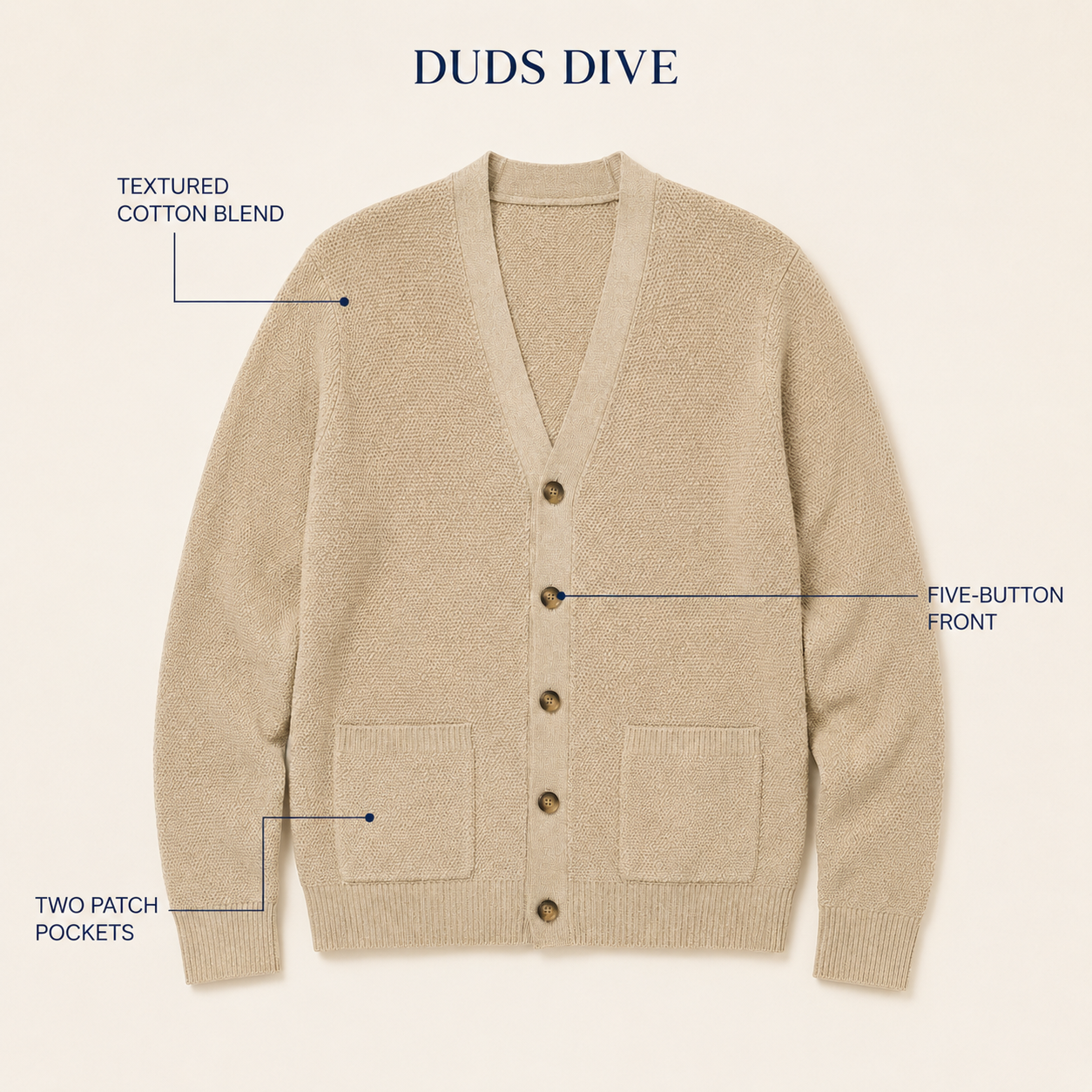 Tideway Textured Cardigan — Warm Sand