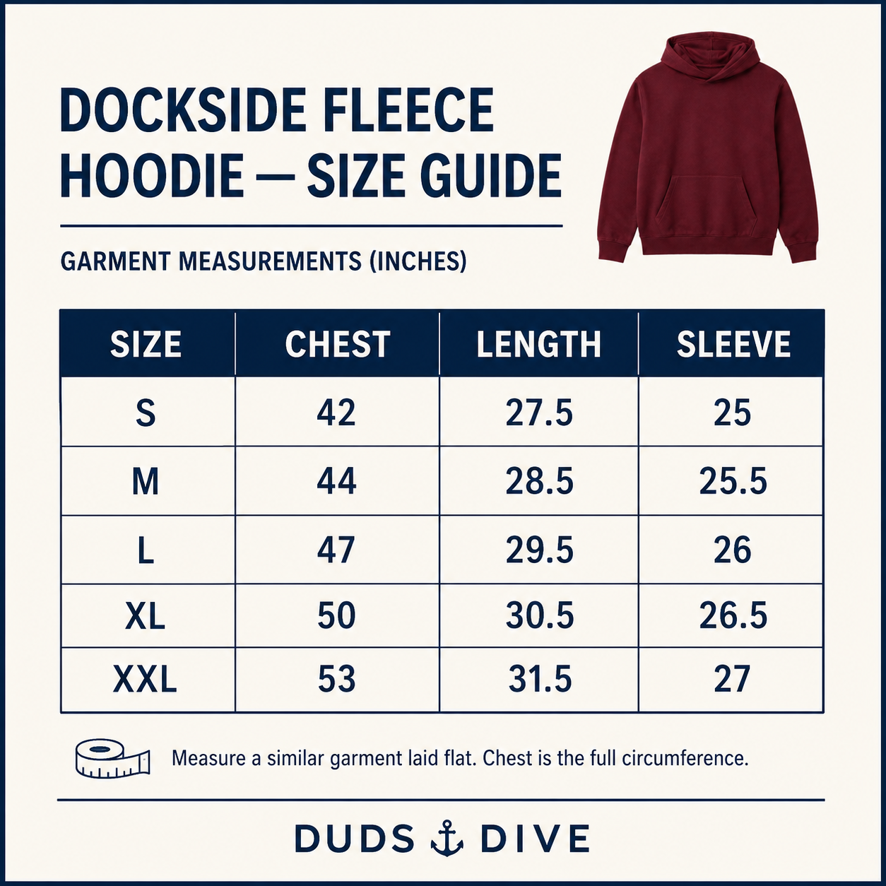 Dockside Fleece Hoodie — Deep Burgundy