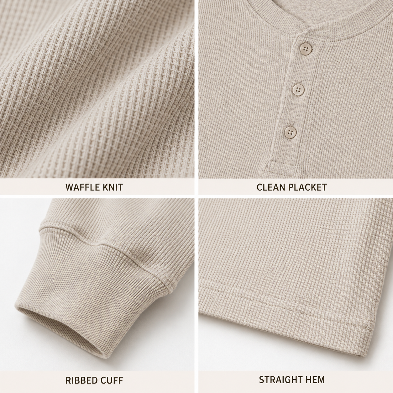 Breakwater Waffle Henley — Heather Oat