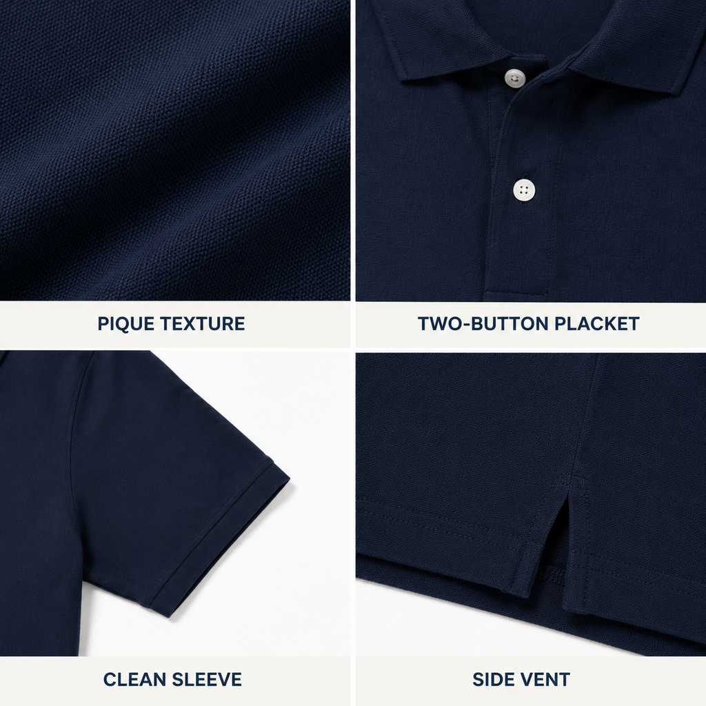 Soundview Pique Polo — Deep Navy