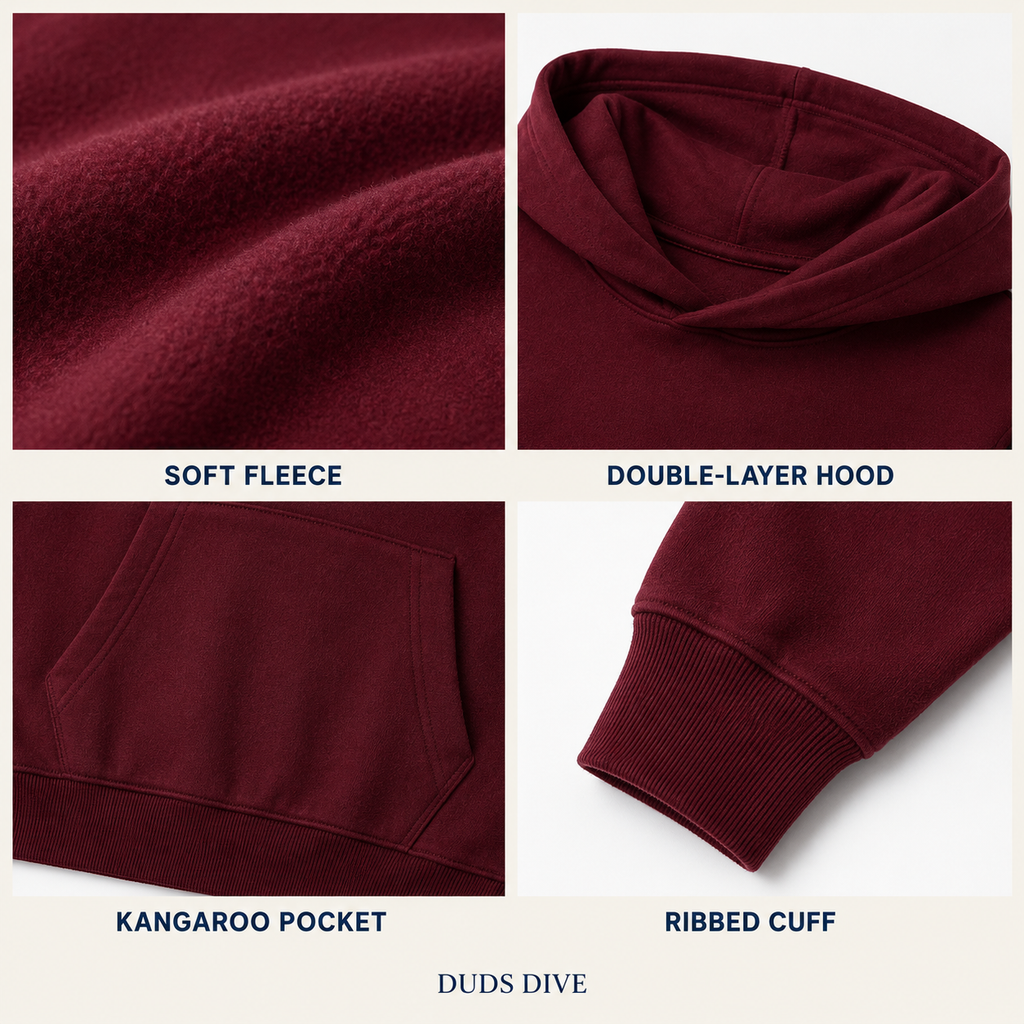 Dockside Fleece Hoodie — Deep Burgundy
