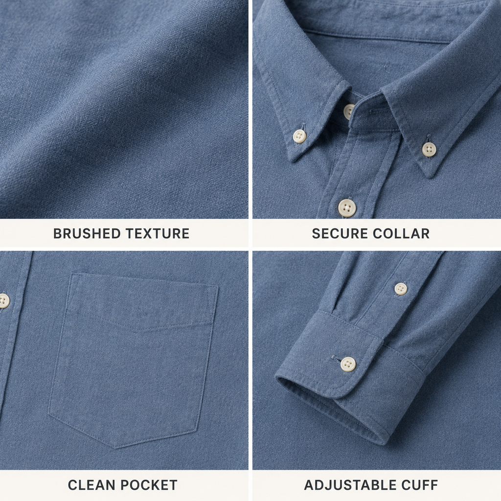 Harborline Brushed Oxford Shirt — Slate Blue